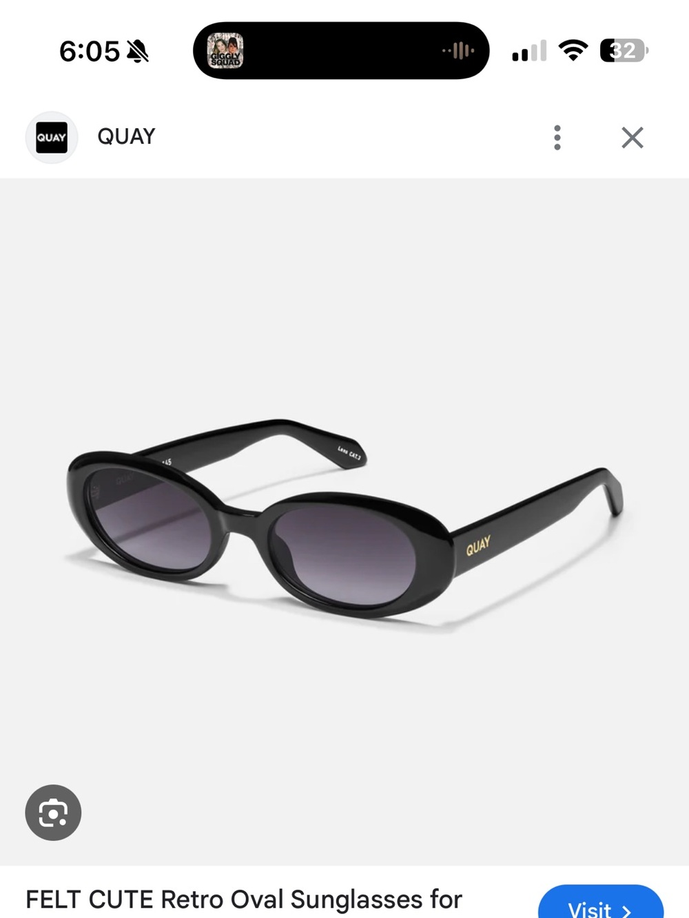 QUAY - Felt Cute Retro Oval Sunglasses